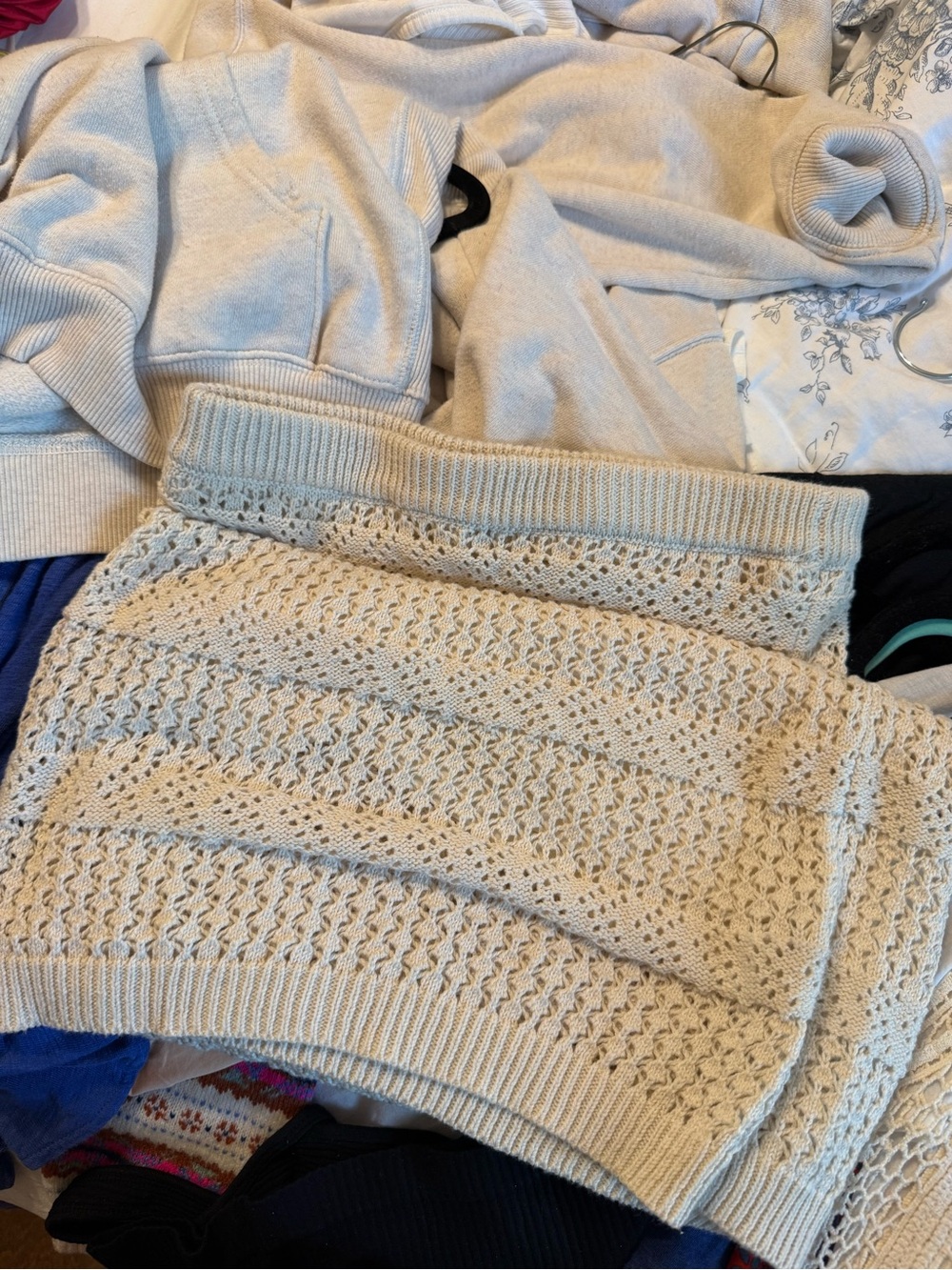 Cream Knit Women's Sweater Skirt - Lightweight Crochet Design